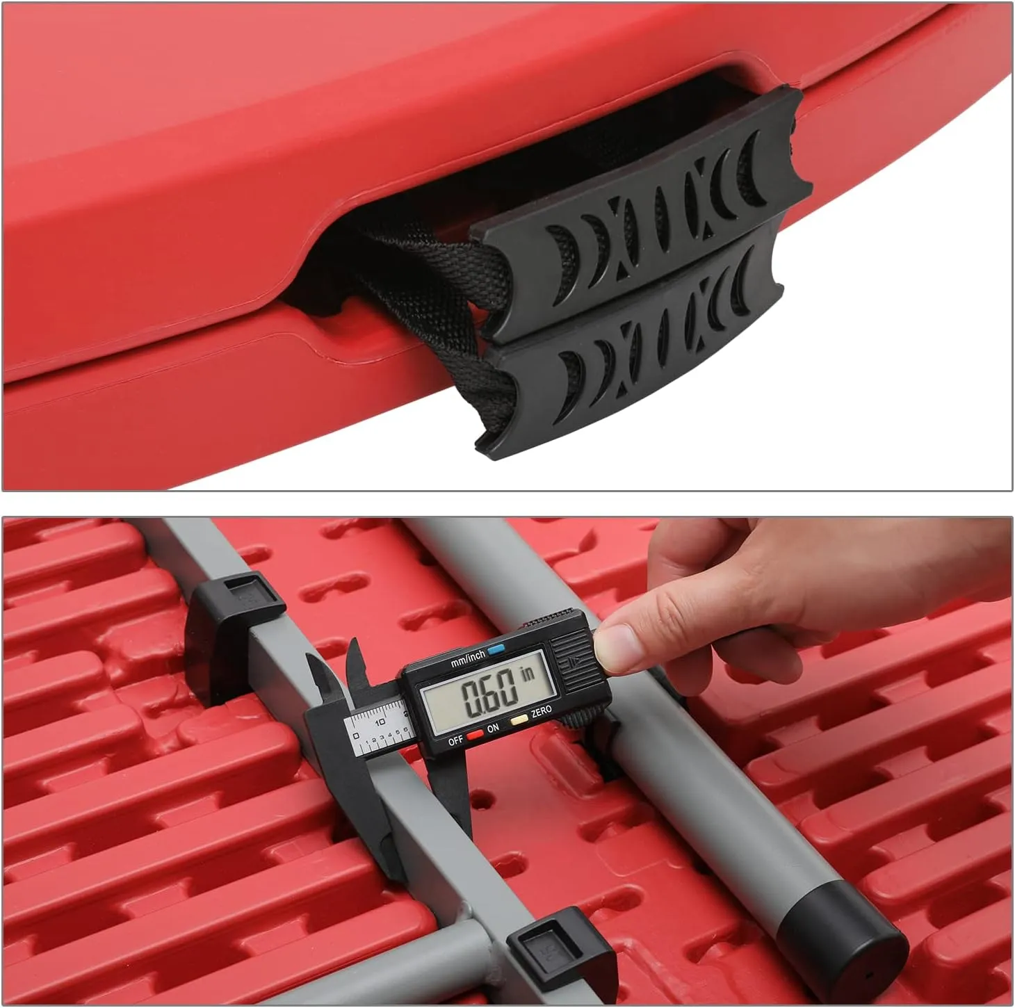 MoNiBloom 5Ft Round Folding Table, Indoor Outdoor Plastic Dining Card Table with Handle and Lock for Picnic Party Banquet Wedding, Red