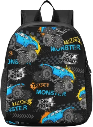 Monster Truck Toddler Backpack Waterproof Mini Backpack Boys/Girls Cute Small Kindergarten Pre School Bag