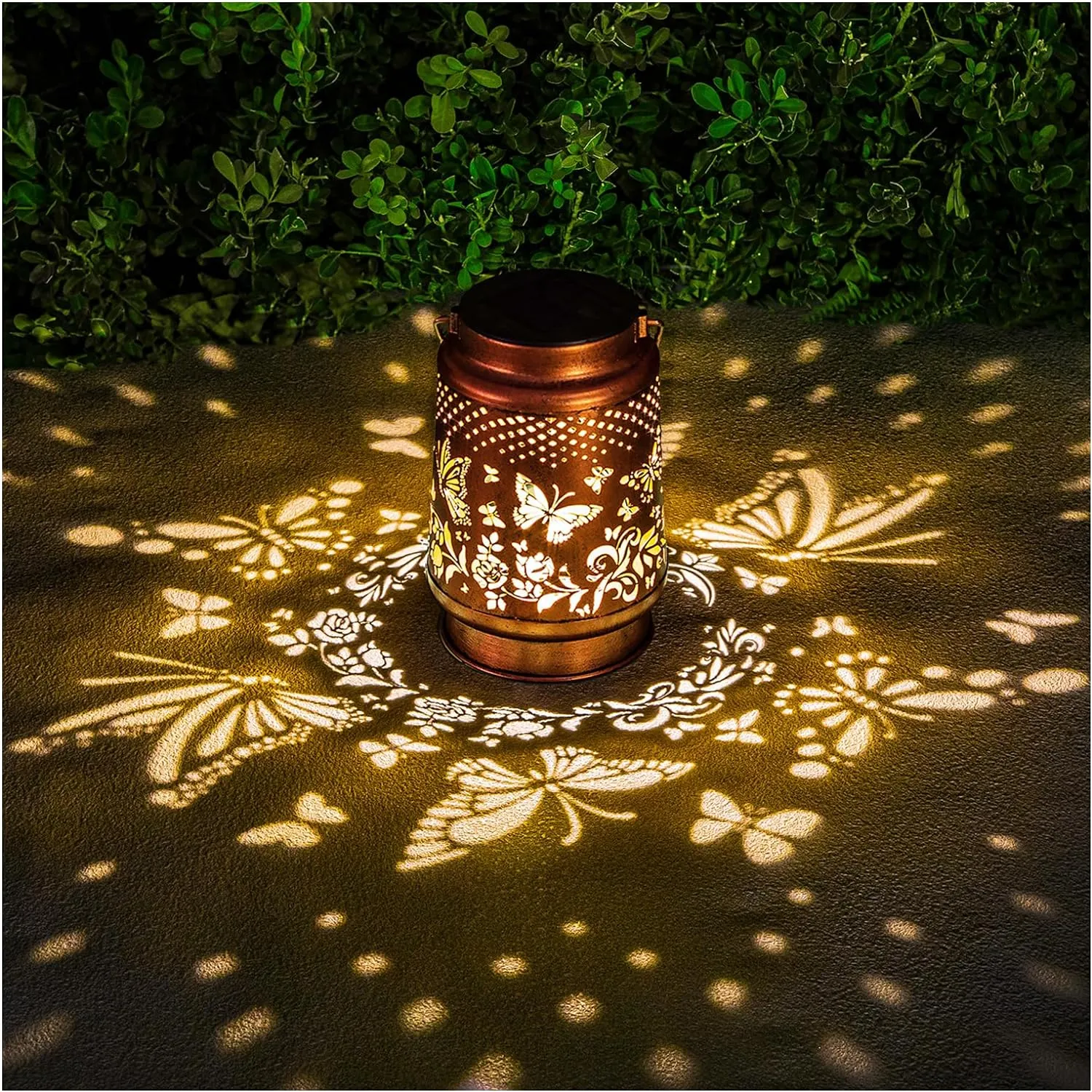 Mothers Day Gifts Solar Lanterns Outdoor Waterproof Butterfly Garden Decor Birthday Gifts for Women Mom Grandma, Hanging Solar Lights Metal Lantern Decoration Outside for Yard, Patio, Backyard, Porch