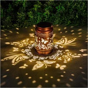 Mothers Day Gifts Solar Lanterns Outdoor Waterproof Butterfly Garden Decor Birthday Gifts for Women Mom Grandma, Hanging Solar Lights Metal Lantern Decoration Outside for Yard, Patio, Backyard, Porch