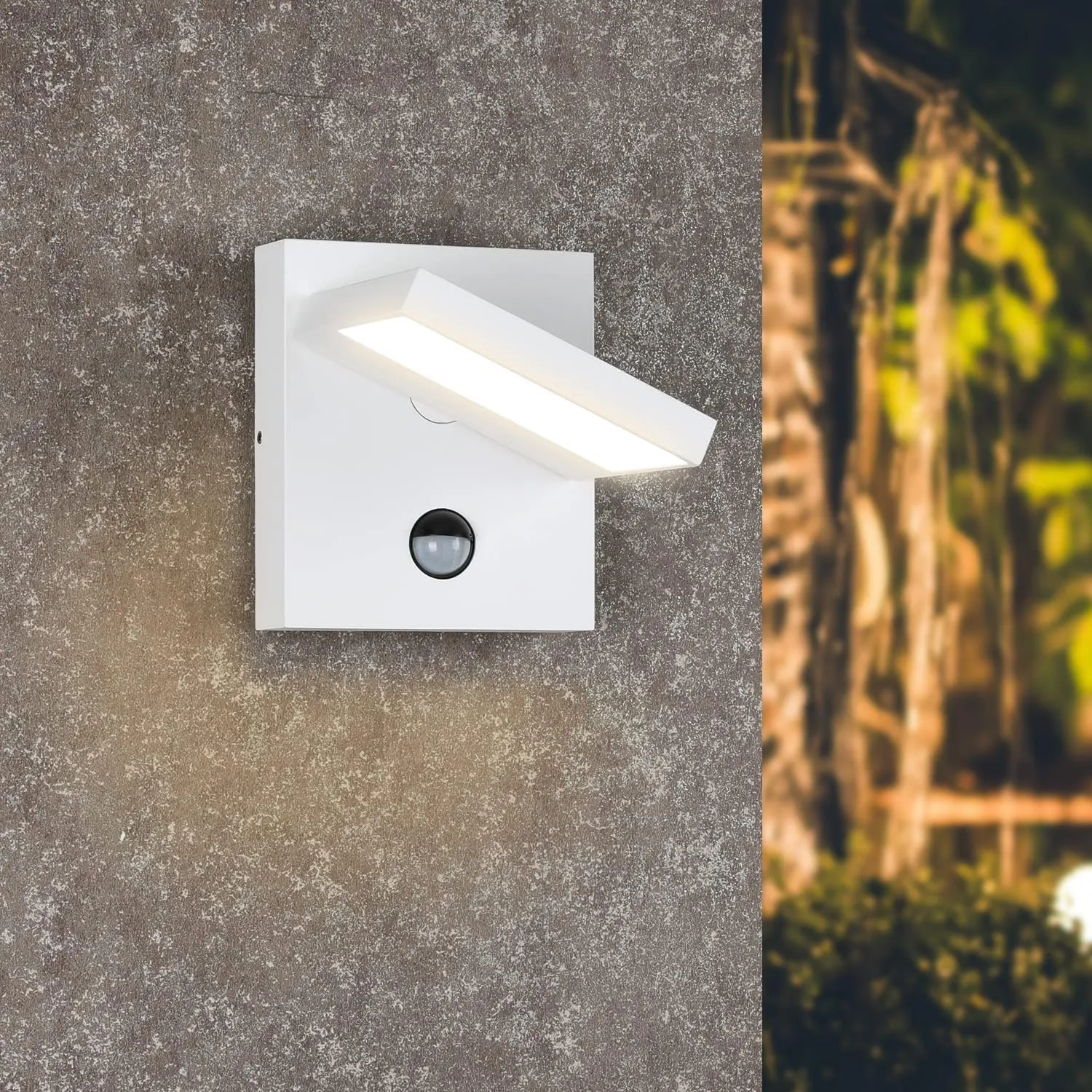 Motion Sensor Outdoor Wall Light White LED Exterior Light Fixture for House Modern Porch Light Wall Mount Sconce Lantern for Garden Garage Patio,3000K 650LM