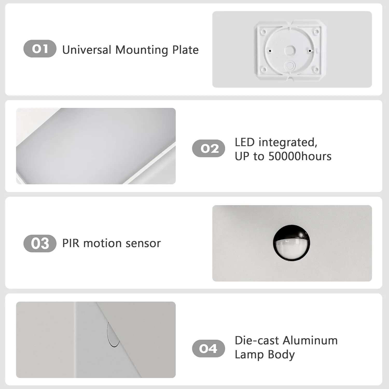Motion Sensor Outdoor Wall Light White LED Exterior Light Fixture for House Modern Porch Light Wall Mount Sconce Lantern for Garden Garage Patio,3000K 650LM