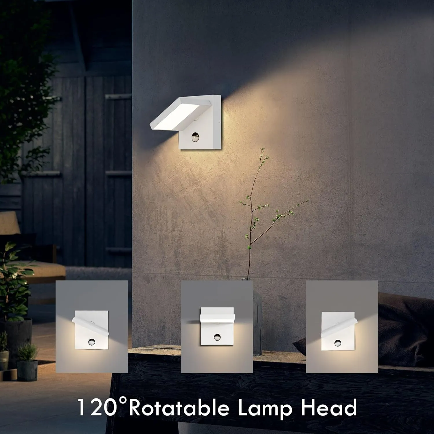 Motion Sensor Outdoor Wall Light White LED Exterior Light Fixture for House Modern Porch Light Wall Mount Sconce Lantern for Garden Garage Patio,3000K 650LM
