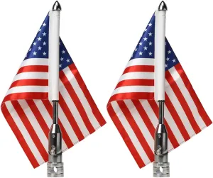 Motorcycle Folding Flagpole Mounts Red American Flag for Harley Road King Golding 1/2 Luggage Rack Foldable 90 Degree Pole