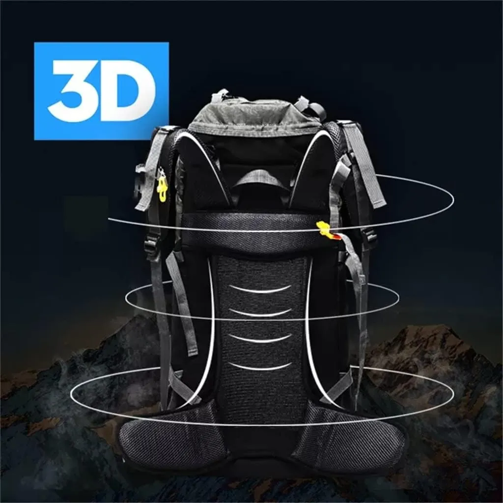Mountaineering backpack hiking camping backpack large capacity mountaineering bag men 50L/60L(3-pack,60L)