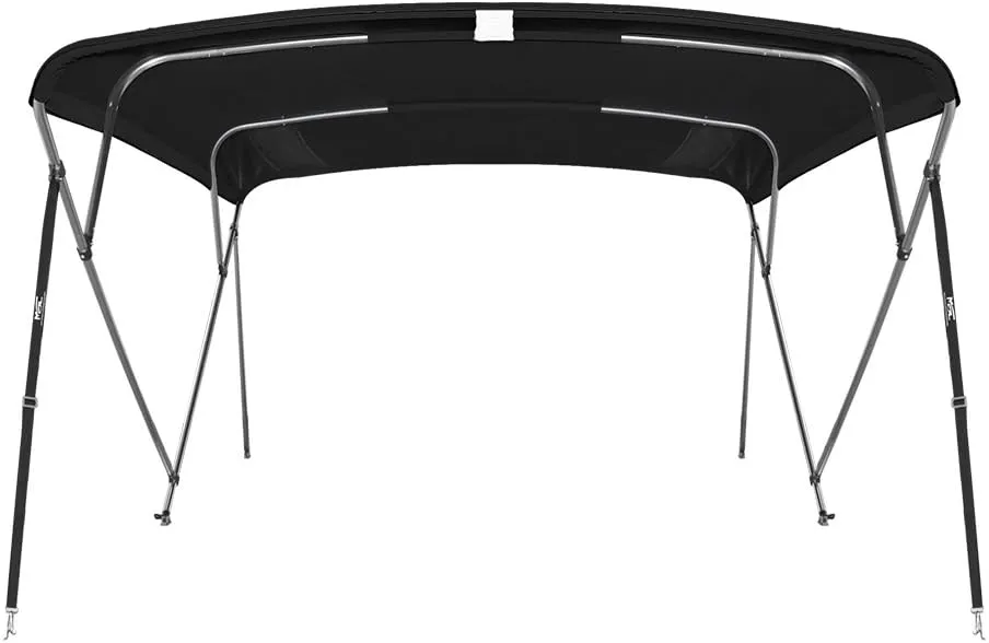 MSC 3 Bow 4 Bow Bimini Top Boat Cover,600D Solution Dyed Polyester,2 Support Poles& 4 Adjustable Straps Included