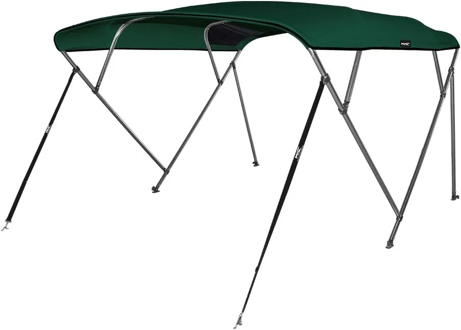 MSC 3 Bow 4 Bow Bimini Top Boat Cover,600D Solution Dyed Polyester,2 Support Poles& 4 Adjustable Straps Included