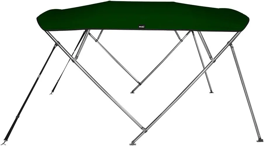 MSC 3 Bow 4 Bow Bimini Top Boat Cover,600D Solution Dyed Polyester,2 Support Poles& 4 Adjustable Straps Included