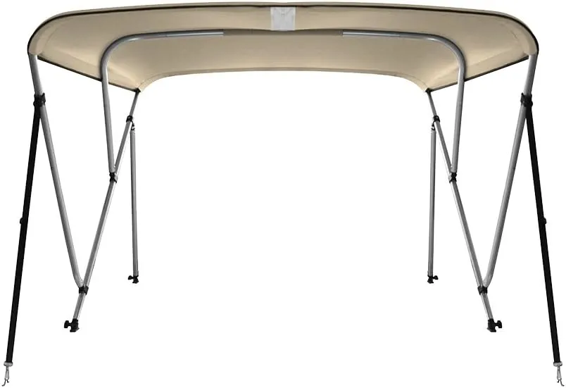 MSC 3 Bow 4 Bow Bimini Top Boat Cover,600D Solution Dyed Polyester,2 Support Poles& 4 Adjustable Straps Included