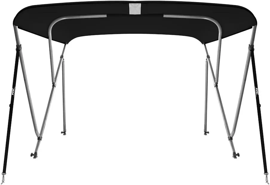 MSC 3 Bow 4 Bow Bimini Top Boat Cover,600D Solution Dyed Polyester,2 Support Poles& 4 Adjustable Straps Included