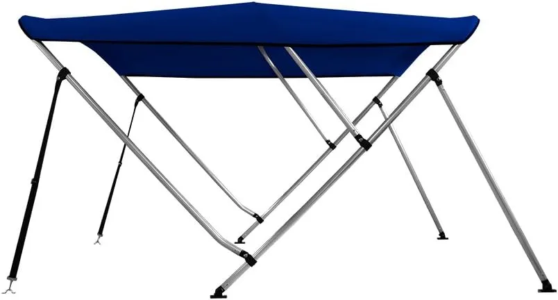 MSC 3 Bow 4 Bow Bimini Top Boat Cover,600D Solution Dyed Polyester,2 Support Poles& 4 Adjustable Straps Included