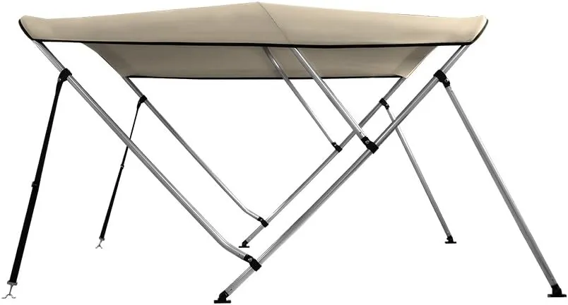 MSC 3 Bow 4 Bow Bimini Top Boat Cover,600D Solution Dyed Polyester,2 Support Poles& 4 Adjustable Straps Included