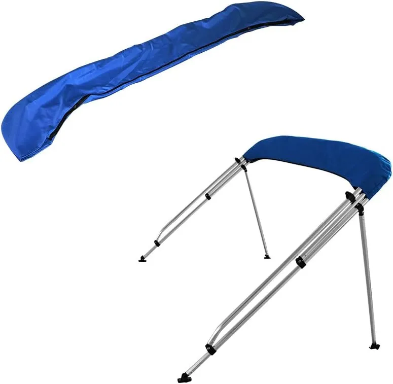 MSC 3 Bow 4 Bow Bimini Top Boat Cover,600D Solution Dyed Polyester,2 Support Poles& 4 Adjustable Straps Included