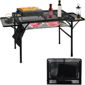 MSDADA Folding Grill Table, Portable Outdoor Height Adjustable Aluminum Table for Camping, Picnic, Patio, Dining, BBQ, Party, Black (3623.62 inch)