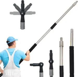 Multi-Purpose Splice Extension Pole, 2Feet-11Feet Paint Roller Pole Long Handle with 180 Degree Swivel Head Window Squeegee Gutter Cleaning Tools Extendable Pole with Sponge Sturdy Durable
