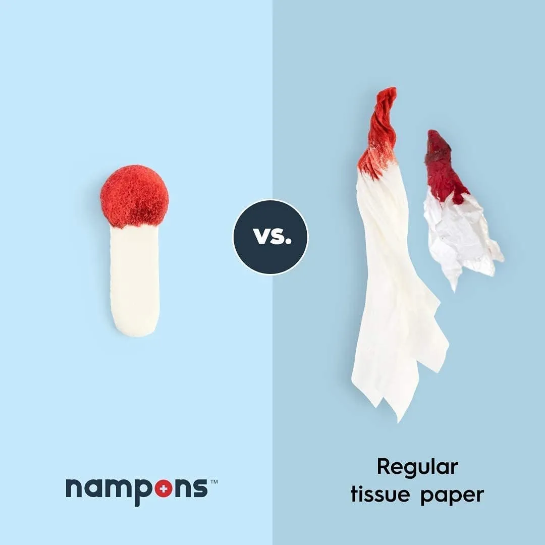 Nampons Nosebleed Stoppers - 6 Nose Bleed Plugs with Clotting Agent to Stop Nosebleeds Fast. Perfect First Aid Item Trusted by Doctors and Hospitals. Safe and Effective for Teens, Adults, Seniors