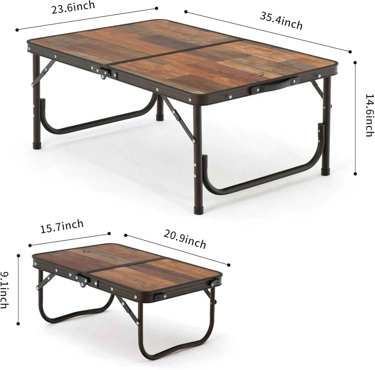 Naturehike Large Camping Folding Table Beach, Portable Camping Side Tables with Adjustable Legs, Tent Table Folding Camp Table with Carry Bag for Outdoor Camping, Cooking, BBQ, Travel - Retro