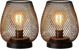 NEEDOMO 2 Pack Battery Operated Lamp Outdoor Table Lantern, LED Table Lantern with Timer Mode, Vintage Decorative Lights Cordless Lamp Indoor Outdoor Patio Bedroom Living Room with LED Bulb