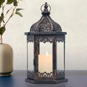 NEEDOMO Lanterns Decorative Indoor, 15'' Vintage Outdoor Lantern with Clear Glass, Metal Candle Holder for Front Porch, Patio, Wedding, Party, Home Kitchen Coffee Table Livinig Room Decor