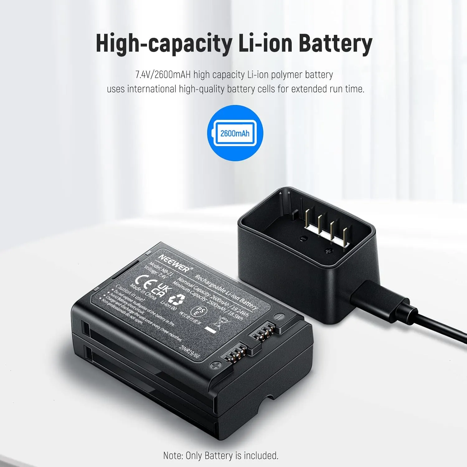 NEEWER 7.4V/2600mAh Replacement Li-ion Battery for Flash, Lithium Battery Compatible with NEEWER TTL Z2-C Z2-S Z2-N, Z1-C Z1-S Z1-N, Z880-C Z880-S Z880-N, Z760-C Z760-S Z760-N Flash Speedlite, NB-Z1