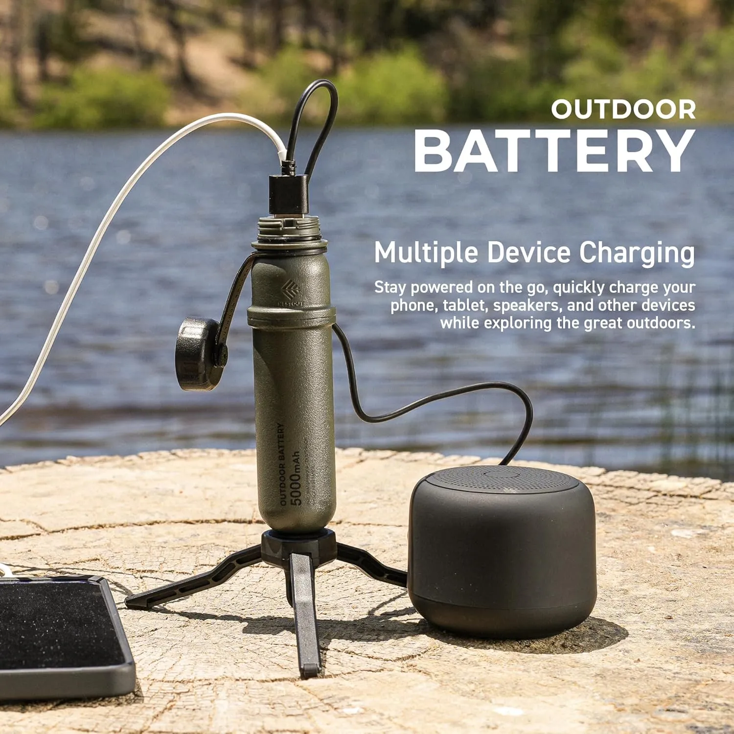 NESTOUT Portable Charger, 5000mAh Outdoor Battery Power Bank, 15W USB-C Fast Charging, Waterproof IP67, Durable Shockproof, Battery Pack for Phone Tablet Hiking Travel Camping (Mustard, 5000mAh)