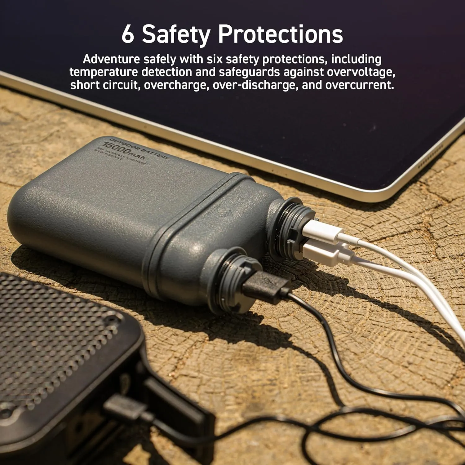 NESTOUT Portable Charger, 5000mAh Outdoor Battery Power Bank, 15W USB-C Fast Charging, Waterproof IP67, Durable Shockproof, Battery Pack for Phone Tablet Hiking Travel Camping (Mustard, 5000mAh)