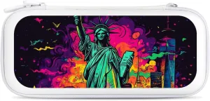 New York Freedom Graffiti Art Compatible with Switch Carrying Case Hard Travel Game Bag Pouch with 15 Games Accessories