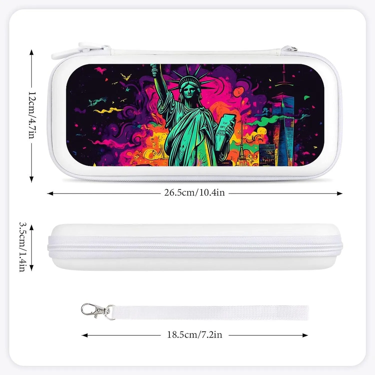 New York Freedom Graffiti Art Compatible with Switch Carrying Case Hard Travel Game Bag Pouch with 15 Games Accessories