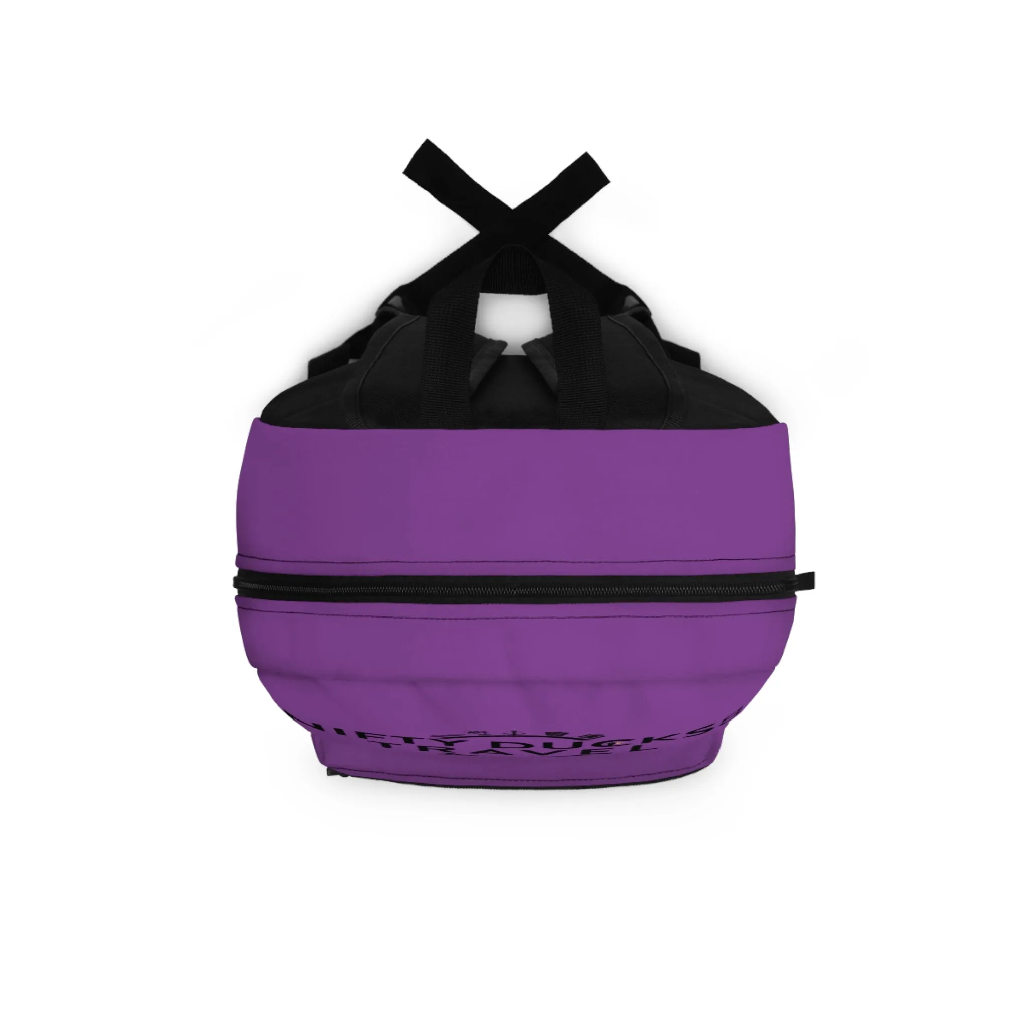 Nifty Ducks Travel Logo Backpack - Travel Bag with Black Duck Design - Purple