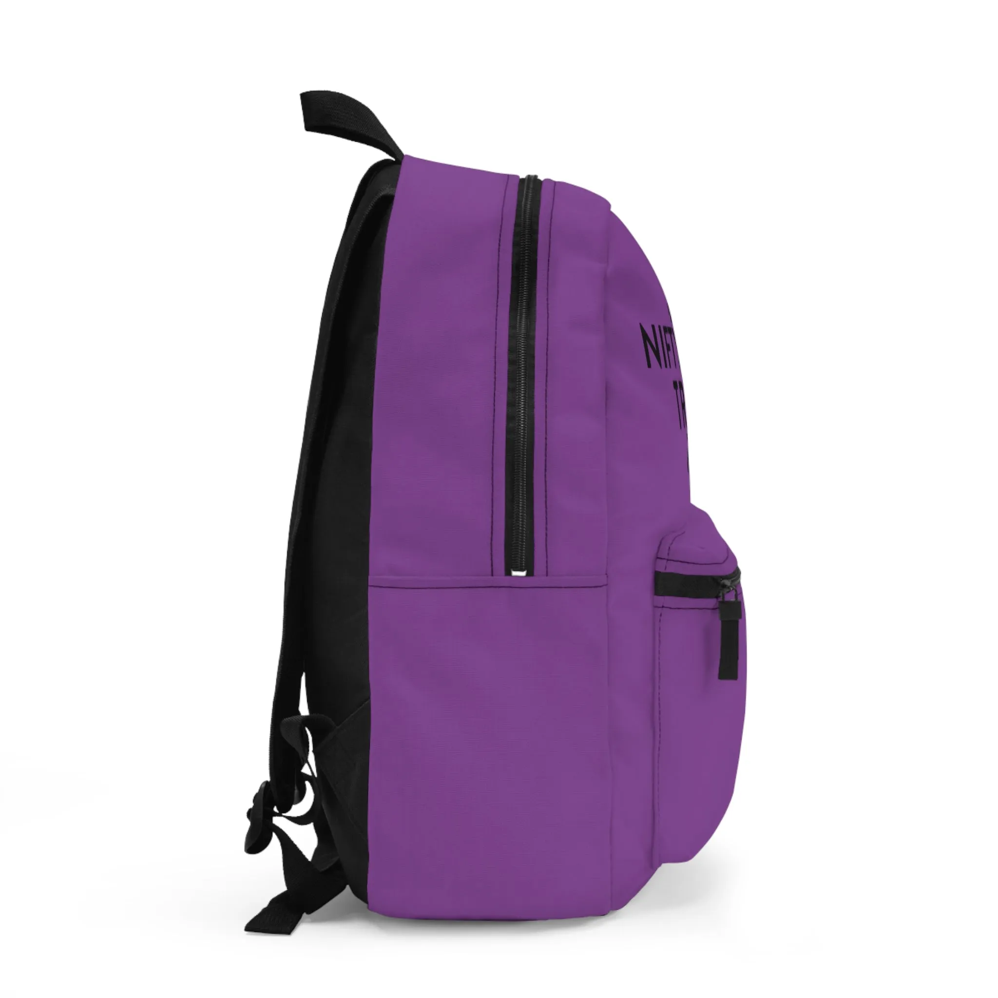 Nifty Ducks Travel Logo Backpack - Travel Bag with Black Duck Design - Purple