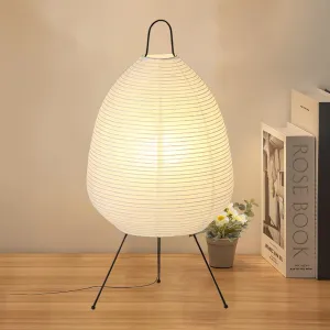 Noguchi Style Akari Floor Lamp with Washi Paper Shade, Ideal for Bedside, Living Room, and Japandi Decor