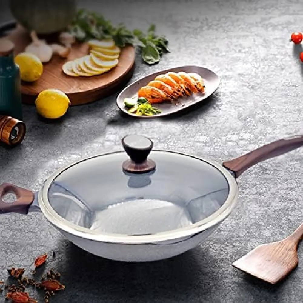 Non-Stick Pan Wok No Oil Smoke Pot with Wok Wok Gas Cooker Universal Non Stick Pan Pancake Pan Frying Pot Cooking -32cm (32cm)