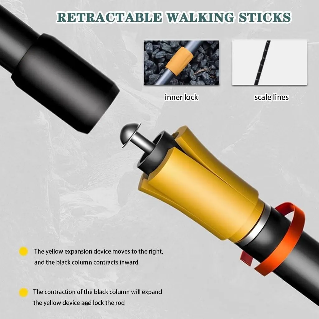 Nordic Hiking Trekking Poles, with EVA Grip   Adjustable Wrist Strap, Aluminum Alloy Walking Stick, for Skiing, Traveling