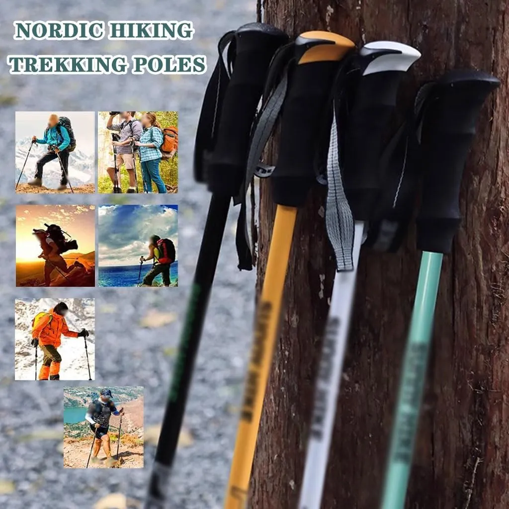 Nordic Hiking Trekking Poles, with EVA Grip   Adjustable Wrist Strap, Aluminum Alloy Walking Stick, for Skiing, Traveling