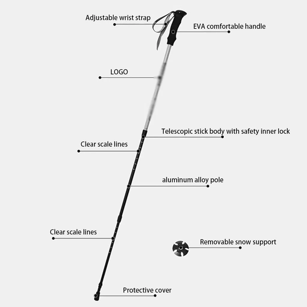 Nordic Hiking Trekking Poles, with EVA Grip   Adjustable Wrist Strap, Aluminum Alloy Walking Stick, for Skiing, Traveling