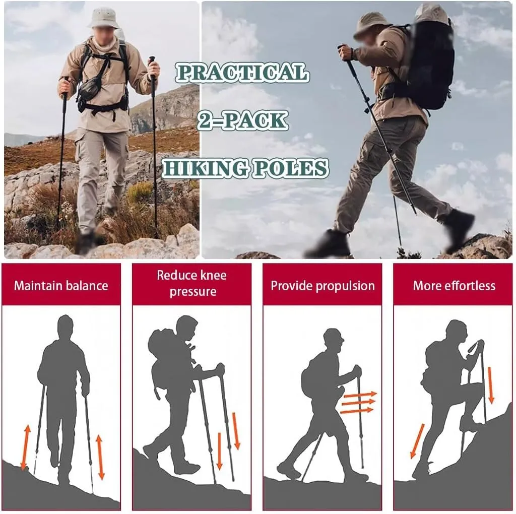 Nordic Hiking Trekking Poles, with EVA Grip   Adjustable Wrist Strap, Aluminum Alloy Walking Stick, for Skiing, Traveling