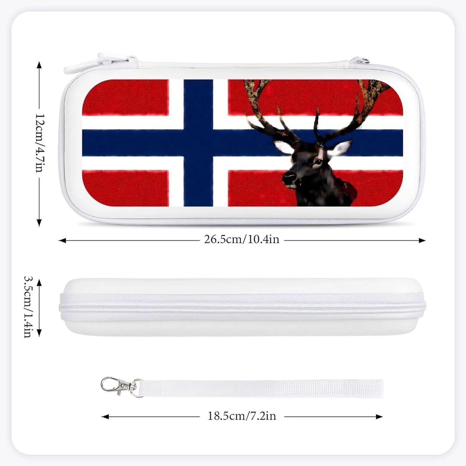 Norway Flag Norwegian Elk Compatible with Switch Carrying Case Hard Travel Game Bag Pouch with 15 Games Accessories