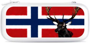 Norway Flag Norwegian Elk Compatible with Switch Carrying Case Hard Travel Game Bag Pouch with 15 Games Accessories