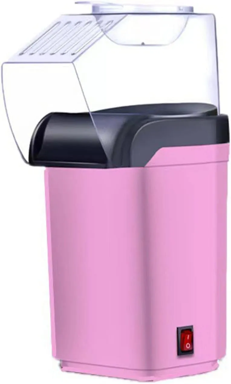 Nostalgia Hot Air Popcorn Popper Maker, 1200W Electric Pop Corner Machine, 16 Cups, 3 Minutes Done, Fully Automatic Healthy No Oil and No Sugar Corn Popcorn Machine (Pink)