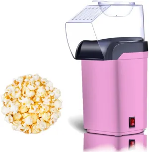 Nostalgia Hot Air Popcorn Popper Maker, 1200W Electric Pop Corner Machine, 16 Cups, 3 Minutes Done, Fully Automatic Healthy No Oil and No Sugar Corn Popcorn Machine (Pink)