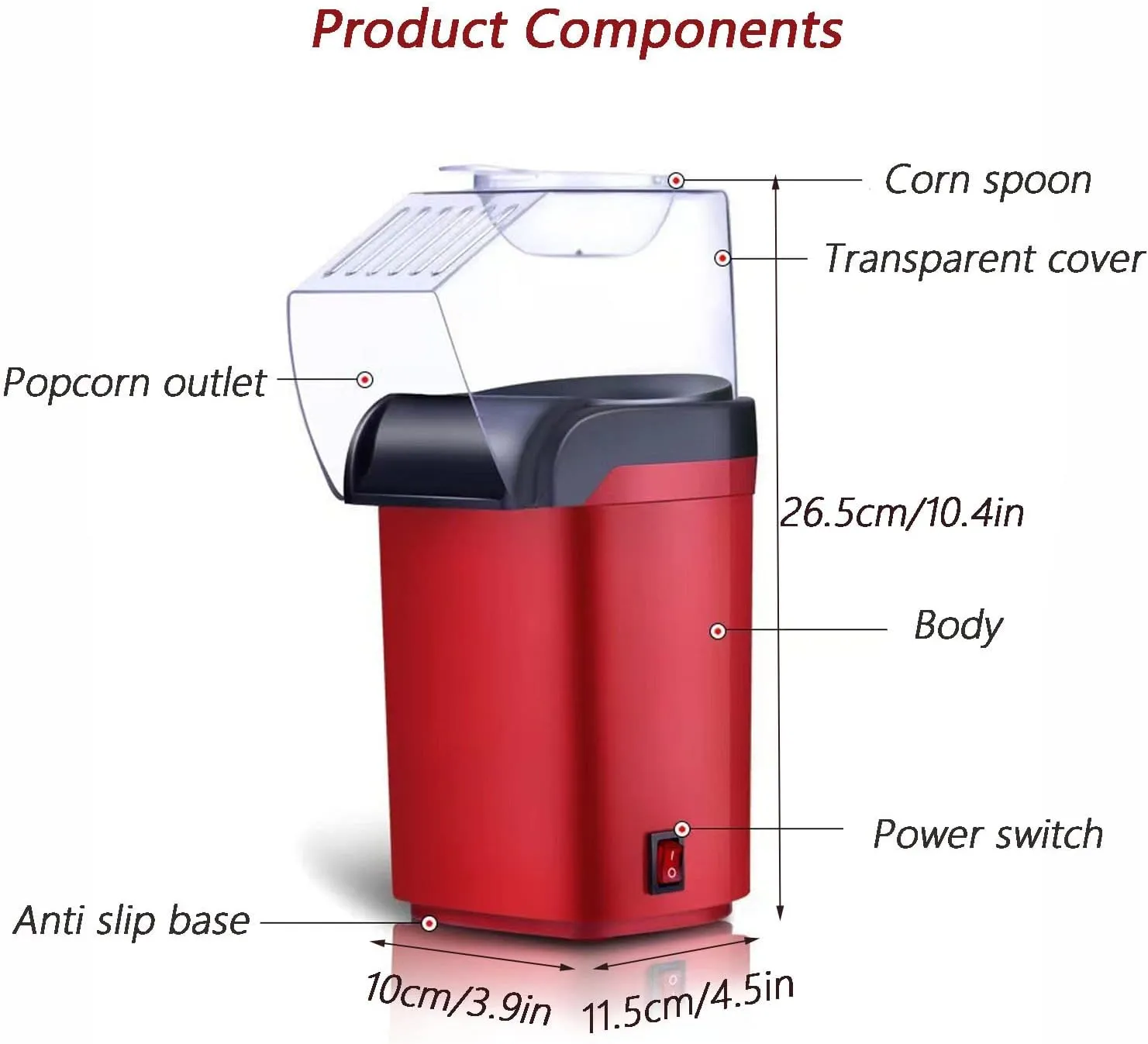 Nostalgia Hot Air Popcorn Popper Maker, 1200W Electric Pop Corner Machine, 16 Cups, 3 Minutes Done, Fully Automatic Healthy No Oil and No Sugar Corn Popcorn Machine (Pink)
