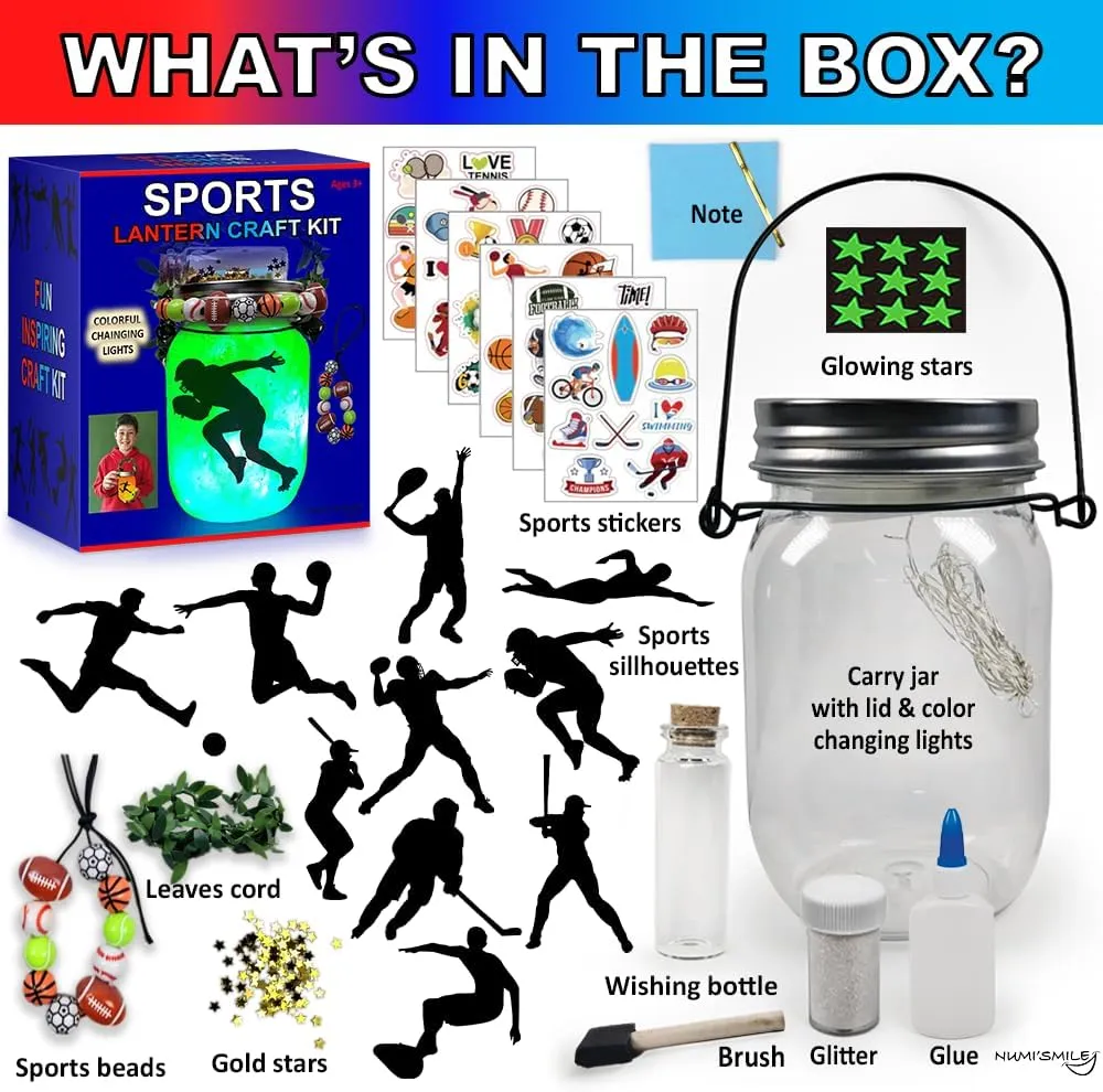 NUMI'SMILE Sports Nightlight Gifts for Boys, DIY Kids Crafts Ages 3 4 5 6 7 8-12 Years Old, Baseball, Soccer, Basketball, Football Gifts, Hockey, Tennis, Surfing Art Kit