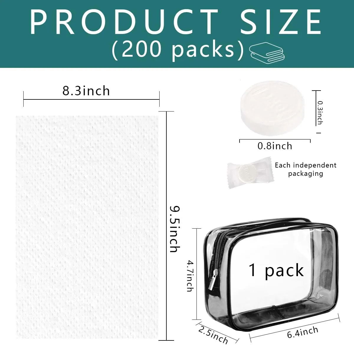 OBTANIM 200 PCS Compressed Towels Disposable Portable Mini Coin Tissue Hand Wipe Camping Face Towel Tablets with Waterproof Clear Plastic Storage Bag for Travel Camping Hiking Home Beauty