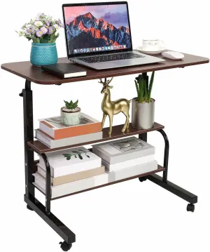 Office Desks for Home Study Desk Work Desk for Small Spaces Computer Table Stand Up Desks with Storage Portable Desks for Bedrooms Gaming Table Furniture Writing 31.5x15.7 Inch Brown C
