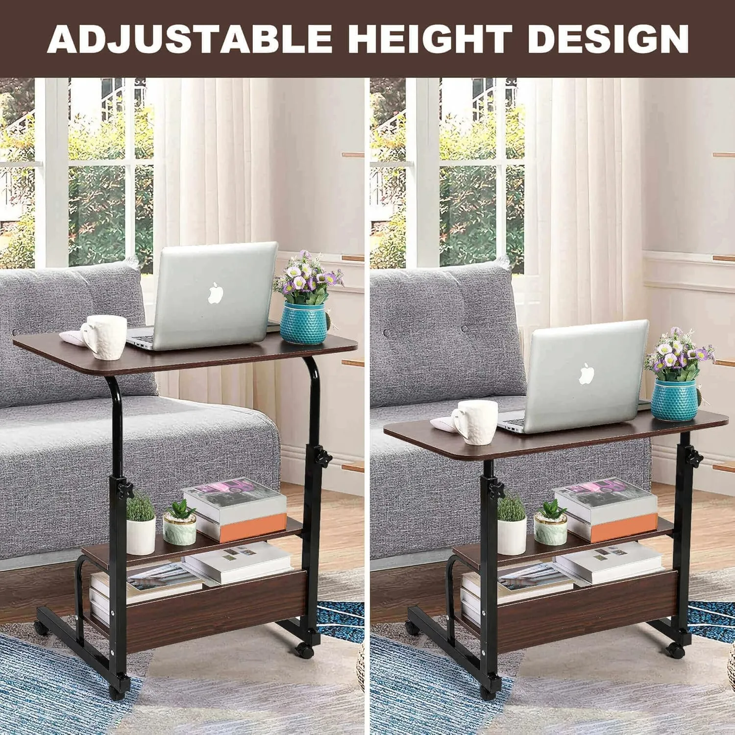 Office Desks for Home Study Desk Work Desk for Small Spaces Computer Table Stand Up Desks with Storage Portable Desks for Bedrooms Gaming Table Furniture Writing 31.5x15.7 Inch Brown C
