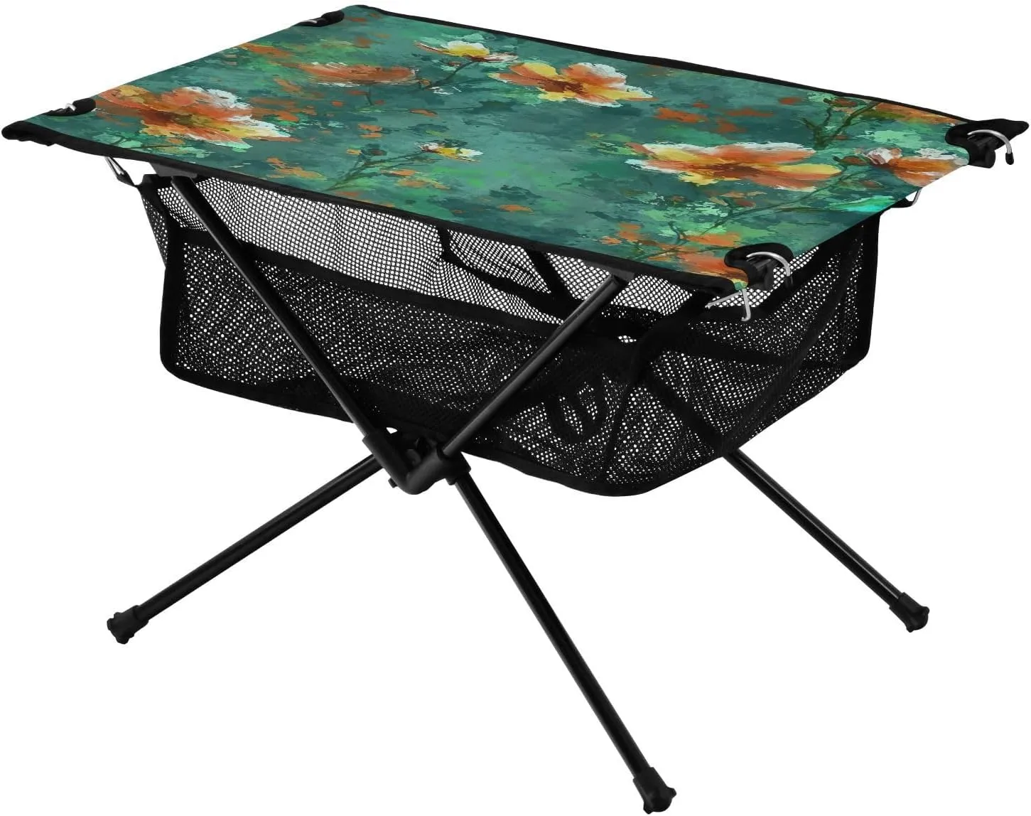 Oil on Canvas Yellow and White Flowers Portable Camping Table,Outdoor Folding Table,Beach Table,Suitable for Camping,Hiking,Picnic