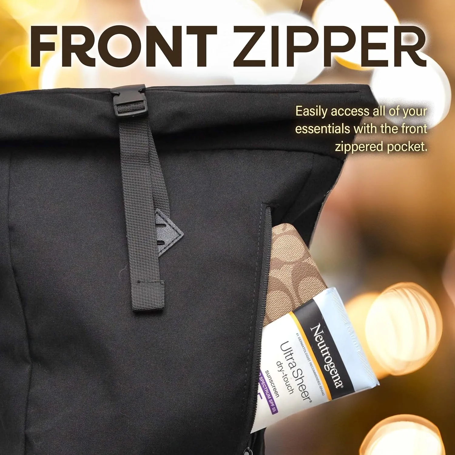 Olive Rolltop Backpack - 15x10x3.5 In Adventure-Ready Roll Top Backpacks in Water-Resistant Polyester, 7.5 Liter Capacity Roll Up Backpack with Tablet Sleeve, Back Zipper, and External Pocket