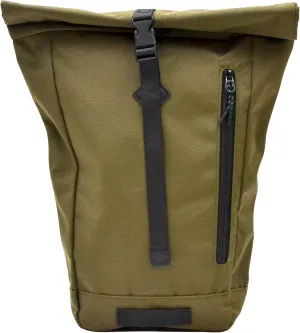 Olive Rolltop Backpack - 15x10x3.5 In Adventure-Ready Roll Top Backpacks in Water-Resistant Polyester, 7.5 Liter Capacity Roll Up Backpack with Tablet Sleeve, Back Zipper, and External Pocket