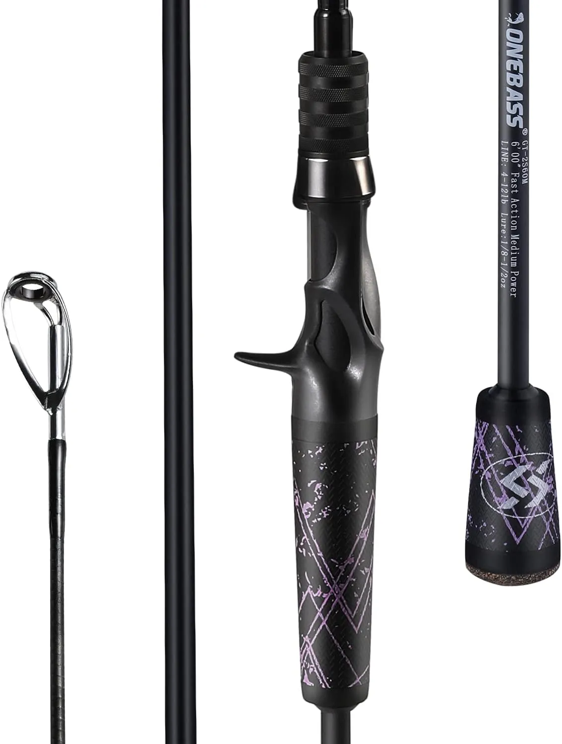 One Bass Fishing Pole 24 Ton Carbon Fiber Casting and Spinning Rods - Two Pieces, SuperPolymer Handle Fishing Rod for Bass Fishing