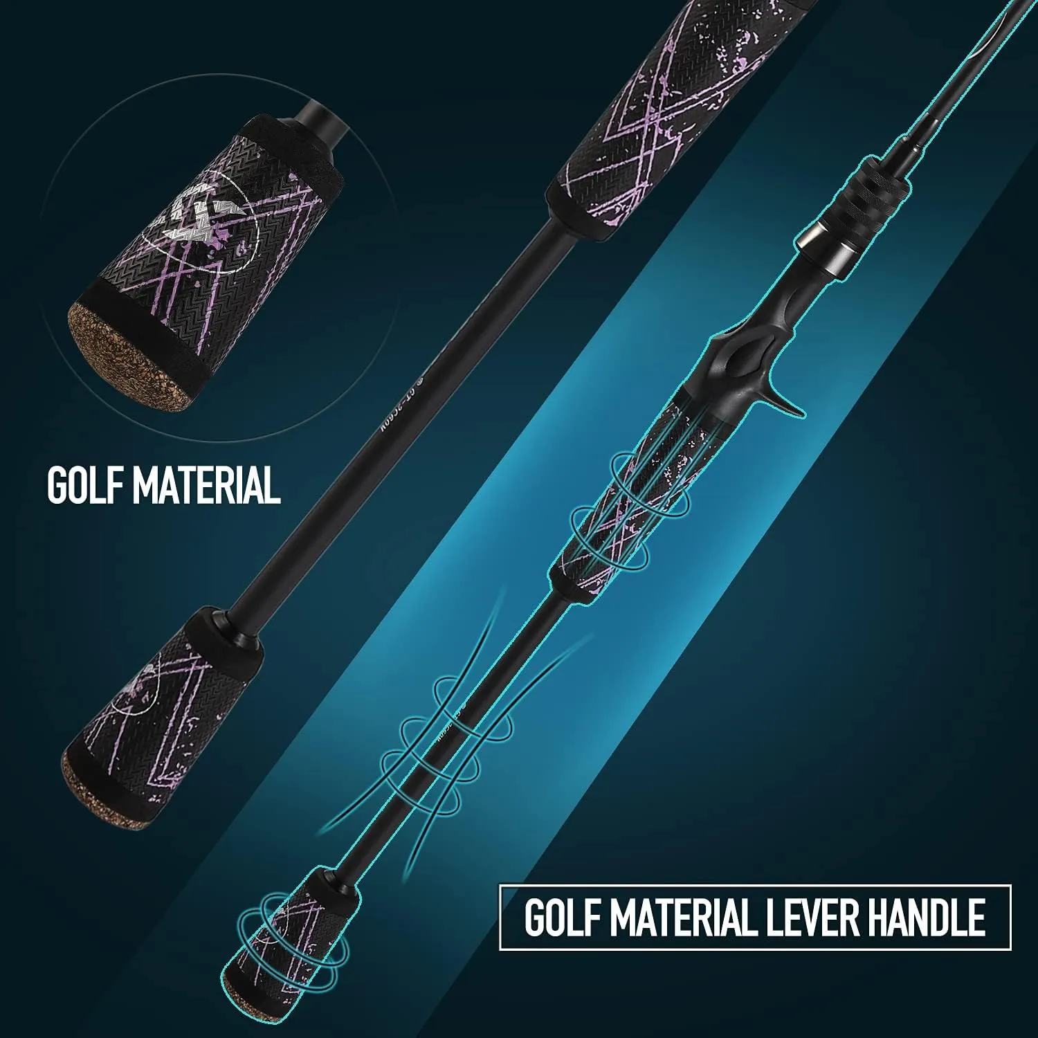 One Bass Fishing Pole 24 Ton Carbon Fiber Casting and Spinning Rods - Two Pieces, SuperPolymer Handle Fishing Rod for Bass Fishing